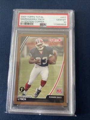 2007 MARSHAWN LYNCH Topps Total First Edition COPPER Rc #457 PSA 10 Pop 1 Only! - Image 1 of 2