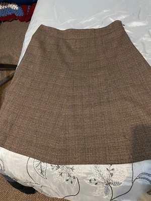 Falda elástica a cuadros marrón para mujer talla 16 Academia Preppy línea A cremallera lateral Foto 1 de 4