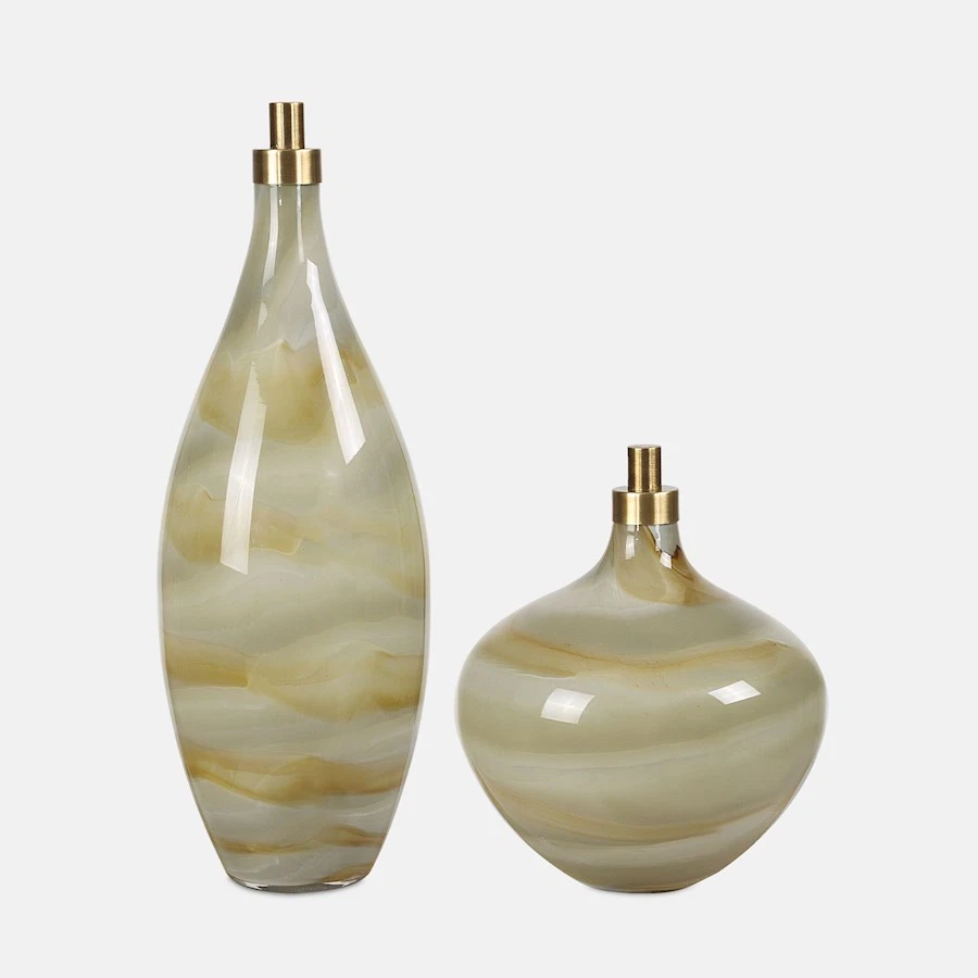 Uttermost Cascade Glass Bottles Set of 2, Brass - 18223 - Image 1 of 1