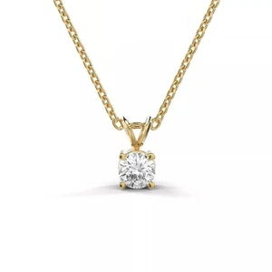 Collar colgante de diamantes cultivados en laboratorio redondo D VS 0,50 quilates de oro amarillo de 14 quilates - Imagen 1 de 4