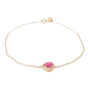 JEWELRY Ruby Diamond Bracelet 18K Yellow Gold - Picture 1 of 9