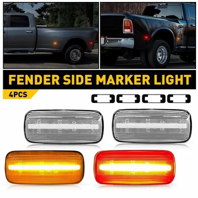 4x Lente Transparente Ámbar Rojo Trasero LED Lámpara Marcadora Lateral Para Ram 3500 2010-2018 Doble Foto 1 de 4