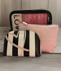 Victoria's Secret VS LOVE Backstage Nestled Trio Beauty Bag Set Heart Charm  NWT - Picture 1 of 13
