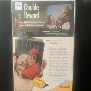 Vintage 1947 Kodak Kodachrome Film Double Reward Ad Advertisement - Picture 1 of 2
