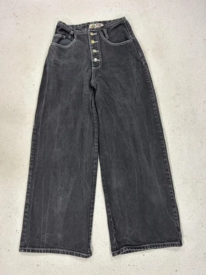 VINTAGE mgr Jeans Womens 7 Black Skater High Rise Wide Leg Made USA Baggy 90s - Image 1 of 4