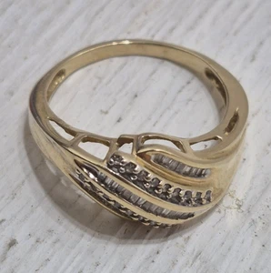 Vintage 10K Gelbgold Damen Ring Größe 10,5 Baguetteschliff Diamanten Stein - Bild 1 von 14