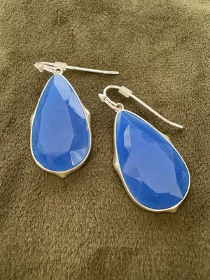 Stella & Dot 情感石吊坠耳环银色 — 第 1/3 张图片