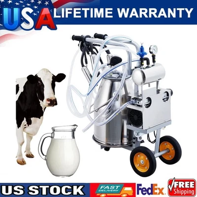 Máquina de ordeño eléctrica de vaca 25L equipo de ordeño cubo de acero inoxidable 304 EE. UU. Foto 1 de 4