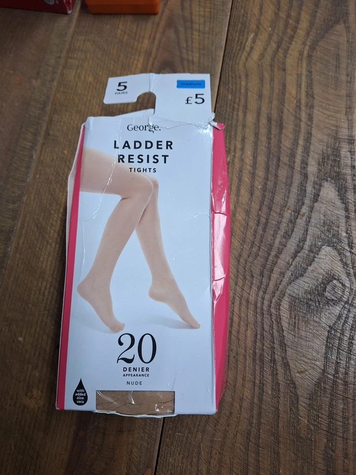 George 5 Pairs Medium Nude 20 Denier Ladder Resist Tights - Image 1 of 1