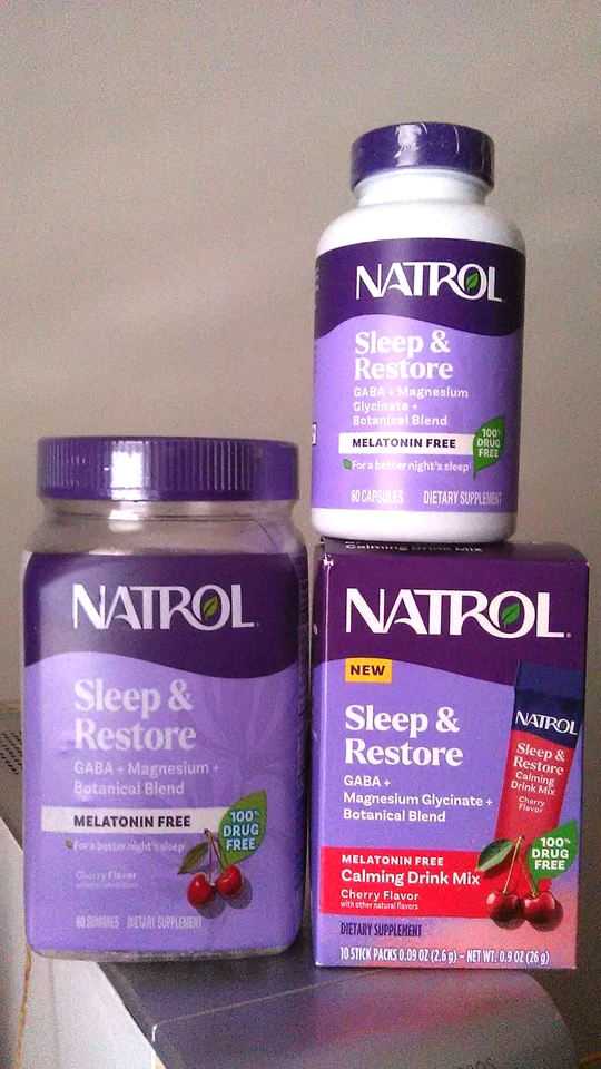 3 Natrol Sleep & Restore GABA + Magnesio + Mezcla Botánica Sin Melatonina NUEVO Foto 1 de 1