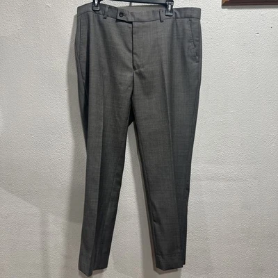 PANTALONES DE VESTIR GRIS DELANTERO PLANO MEZCLA LANA NÁUTICA PARA HOMBRE 38W x 32L Foto 1 de 4