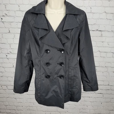 London Fog Black Double Breasted Lightweight Raincoat Jacket Size Medium M - Image 1 of 4