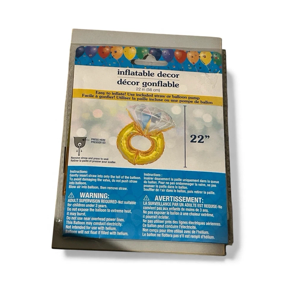 "Anillo inflable de diamantes, globo de aluminio 22"" - compromiso aniversario boda fiesta" Foto 1 de 1