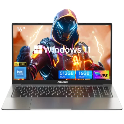 ACEMAGIC LX16 16" FHD IPS Laptop Windows 11 Pro Intel N97 16GB DDR4+ 512GB SSD