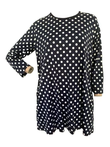 MARIMEKKO Navy Blue Cotton White Polka Dot Tunic T-Shirt Mini Dress MEDIUM BNWT - Picture 1 of 13