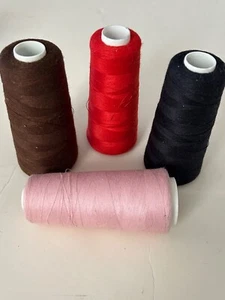 4 Cones Tru-Lock Serger Thread Black. Pink. Brown. Red. 3000 yds Coats & Clark - Picture 1 of 2