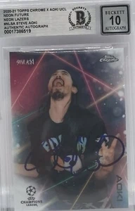 Autografo Steve Aoki firmato 2020-21 Topps Chrome X UCL Neon Lazers #NL-SA BAS 10 - Foto 1 di 2