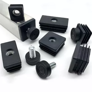 Inserciones de tubo cuadrado tapas ajustables mesa pie muebles pies niveladores pies M8 - Imagen 1 de 15