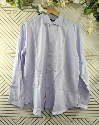 John Varvatos 美国 16 1/2 34/35 修身正装衬衫棉混纺紫色薰衣草 — 第 1/4 张图片