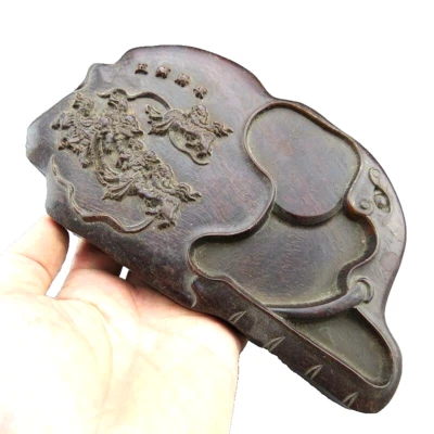 China, madera vieja, coleccionables, artesanía, talla de madera, león raro, piedra de tinta M248 Foto 1 de 4