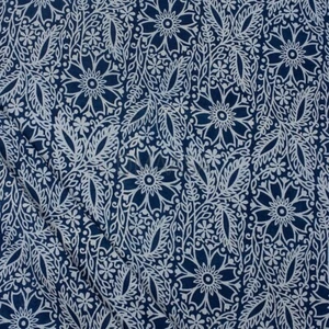 1 Yard Indigo Blue Hand Block Indian Floral Cotton Running Sewing Fabric - Picture 1 of 5
