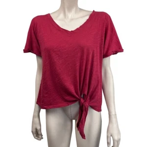 Womens Lush Small Red Knot Tie Front T-Shirt Cotton - Picture 1 of 5