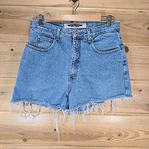 Vintage Anchor Blue Denim Shorts Custom Cut Off Fringe Unisex 32X13 Blue Y2K - Picture 1 of 7