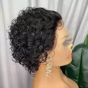 Pixie Cut Wig Hair Water Wave Bob Pre Pluck Pixie Curl Wigs Hair Lace Front - Picture 1 of 29
