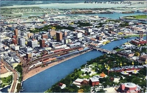 Tampa Florida Aerial View Postcard Tampa FLA to Alabama 1959 Posted - Picture 1 of 2