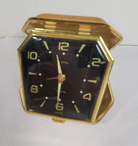 Rare VTG Florn Wind-Up Travel Alarm Clock Even-Numbers Only GERMANY Works Cover