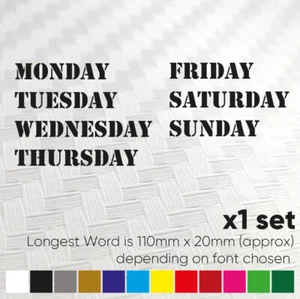 Days of the Week Stickers / Week Day Vinyls / Containers / School Drawers - Picture 1 of 3