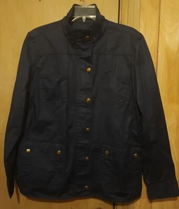 Laura Scott Jacket Navy Blue Recycled Bottle Canvas Womens Size Large - Picture 1 of 15