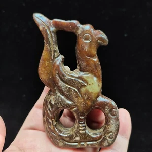 Da collezione cinese, giada scolpita a mano, L'antica statua ciondolo uccellino di giadaH369 - Foto 1 di 7
