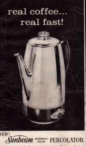 Sunbeam Percolator Coffee Pot & Pop Up Toaster Real Fast Vintage Print Ad 1961 - Picture 1 of 5