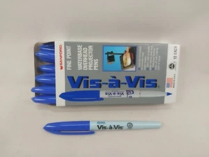 Box Of 12 Blue Vis-A-Vis EXPO Wet-Erase Overhead Projector Transparency Markers - Picture 1 of 9