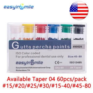 Taper 04 6 Types Dental Root Canal Professional Gutta Percha Paper Points 60pcs - Picture 1 of 8
