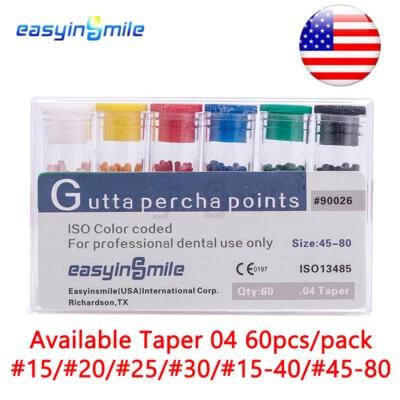 Taper 04 6 Types Dental Root Canal Professional Gutta Percha Paper Points 60pcs - Image 1 of 4