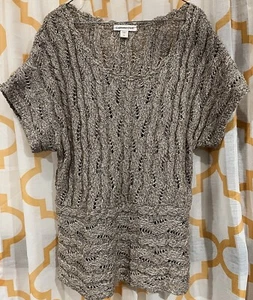 Coldwater Creek Sweater Womens Light Brown Shimmer Short Sleeve Top Layer Heavy - Picture 1 of 8