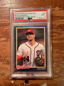 2018 Topps On Demand 1978 Inprired Bryce Harper blu/50 Psa 9 Phillies Nats - Foto 1 di 3