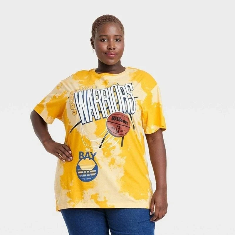 NBA Women's Warriors T shirt Oversized Short Sleeve Graphic - Size XL Yellow