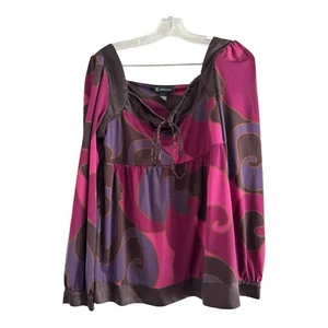 Camicia blusa INC International Concepts donna smaltata "Korea Swirl" top-LARGE - Foto 1 di 9