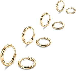 316L Surgical Steel Hoop Earrings, 6Mm-20Mm Huggie Hoop Earrings Men Hypoallerge - Picture 1 of 6