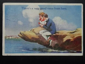 Comic HOLIDAY ROMANCE There's a Very Good View from Here c1922 Postcard - Picture 1 of 2