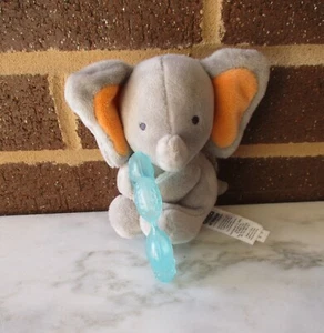 Carter's Child of Mine Baby Teether/Toy-Plush Elephant 6" Gray/Orange Ears - Picture 1 of 3
