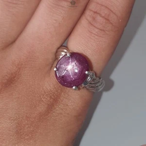 7.98gms Natural Ruby Star Oval Gemstone Prong Set 925 Sterling Silver Ring 8 US - Picture 1 of 5