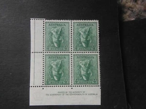 Koala. 1938, 4d , Commonwealth Authority block 4x, Mint watermarks, see scans - Picture 1 of 2