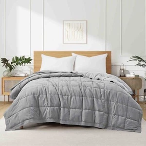 Cozy Soft Retro Brushed Oversized Bed Blanket, King or Queen Comforter Dual Side - Picture 1 of 9