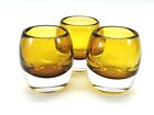 Mikasa Home Accents Solaris Amber Votive Candle Holders Heavy Bases Set Of 3