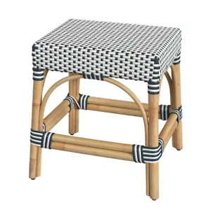 Butler Robias Rattan Rectangular 18" Dining Stool, White/Navy Stripe - 5746291 - Picture 1 of 1