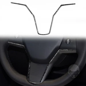 Forged Carbon Fiber Steering Wheel Frame Trim for Tesla Model 3/Y - Picture 1 of 6